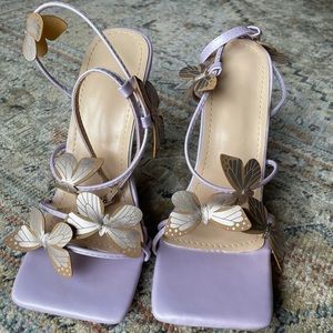 Lilac Purple with Butterflies - Shein High Heels